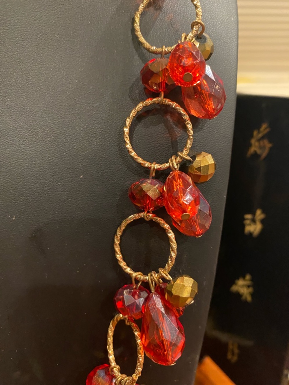 Reddish Pink Beaded Drop Necklace - Women Jewelry - Picture 4 of 10